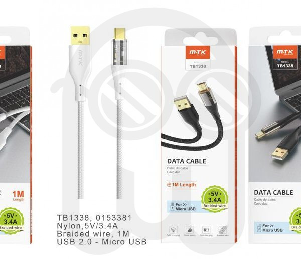 MTK 0153381 TB1338 CABLE MICRO USB 1M 2A