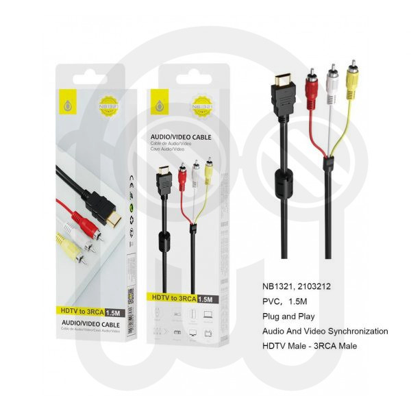 ONE PLUS 2103212 NB1321 CABLE DE HDMI A 3RCA 1.5M NEGRO