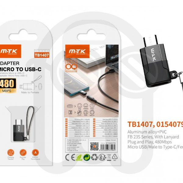 MTK 0154079 TB1407 ADAPTADOR CORREA MICRO USB A TYPE-C