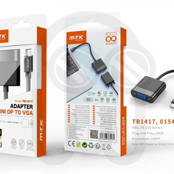 MTK 0154172 TB1417 ADAPTADOR MINI DP A VGA 15 PIN