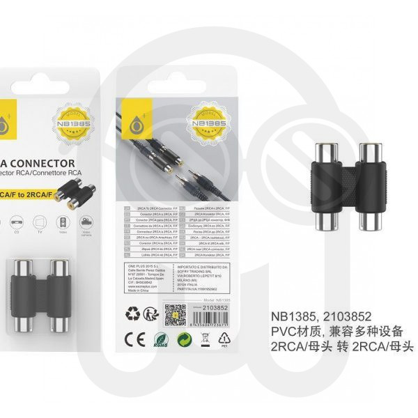 ONE PLUS 2103852 NB1385 ADAPTADOR 2 RCA HEMBRA A HEMBRA