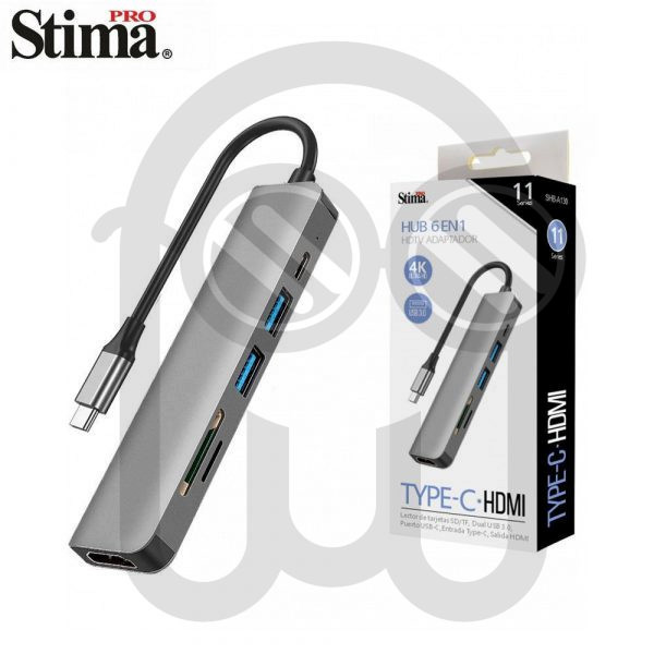 STIMA SHB-A130 SERIES11 ADAPTADOR TYPE-C A HDMI HUB 6EN 1