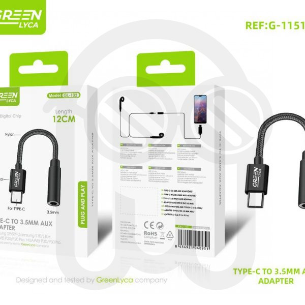 Adapatador Tipo C a 3.5mm AUX 12cm