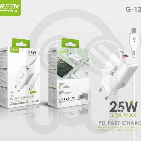 CARGADAR 25W PD/3.0+CABLE C-C