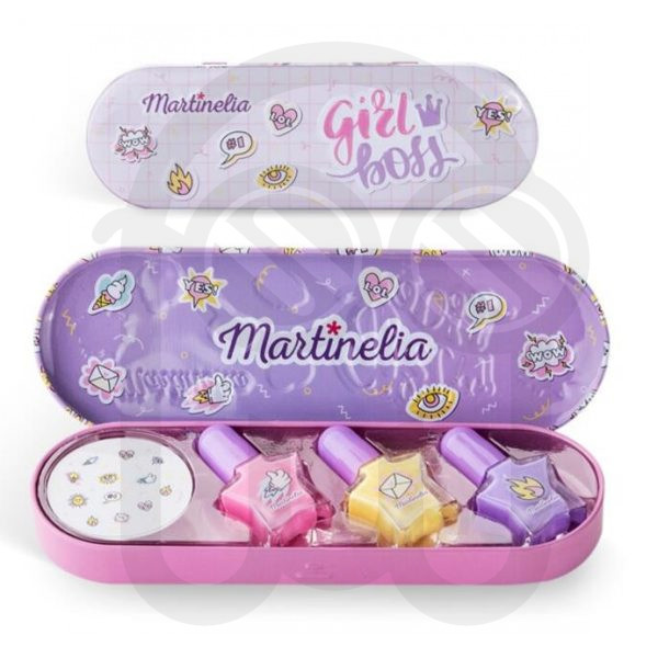 MARTINELIA SUPER GIRL NAIL POLISH&STICKERS TIN BOX