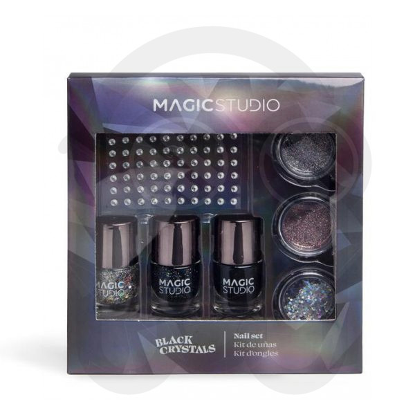 MAGIC STUDIO BLACK CRYSTALS COMPLETE NAIL SET