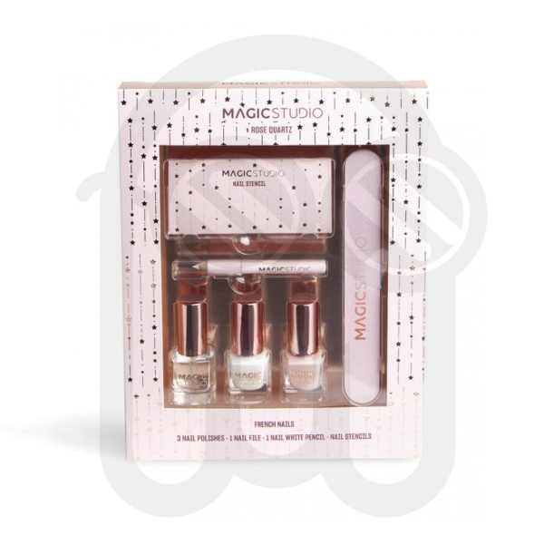 MAGIC STUDIO ROSE QUARTZ FRENCH NAILS SET